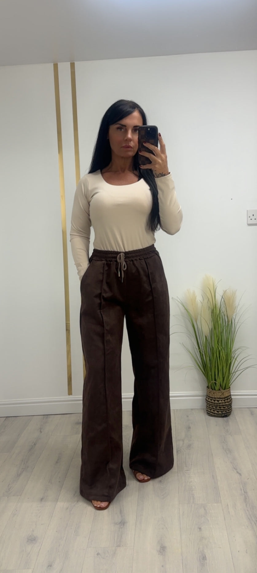 Wide leg Faux suede pants