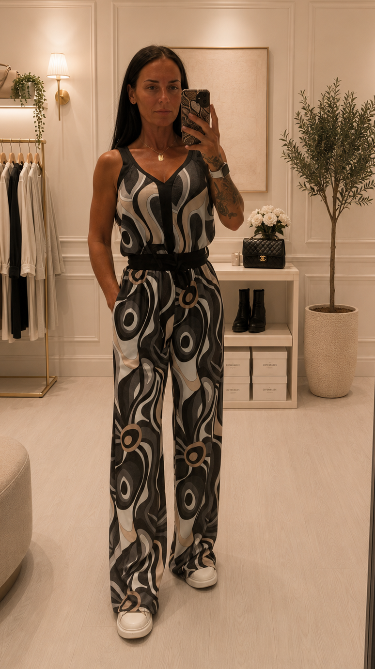 Monochrome Swirl Jumpsuit