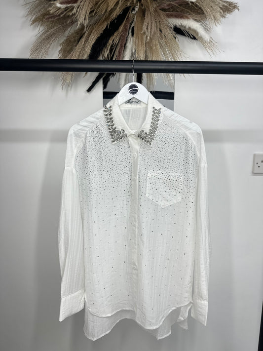 White diamanté shirt