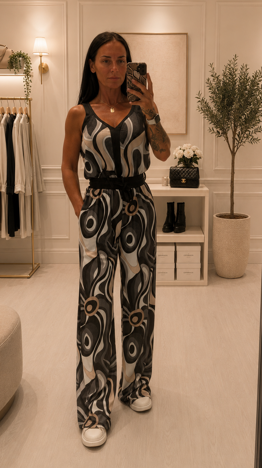 Monochrome Swirl Jumpsuit