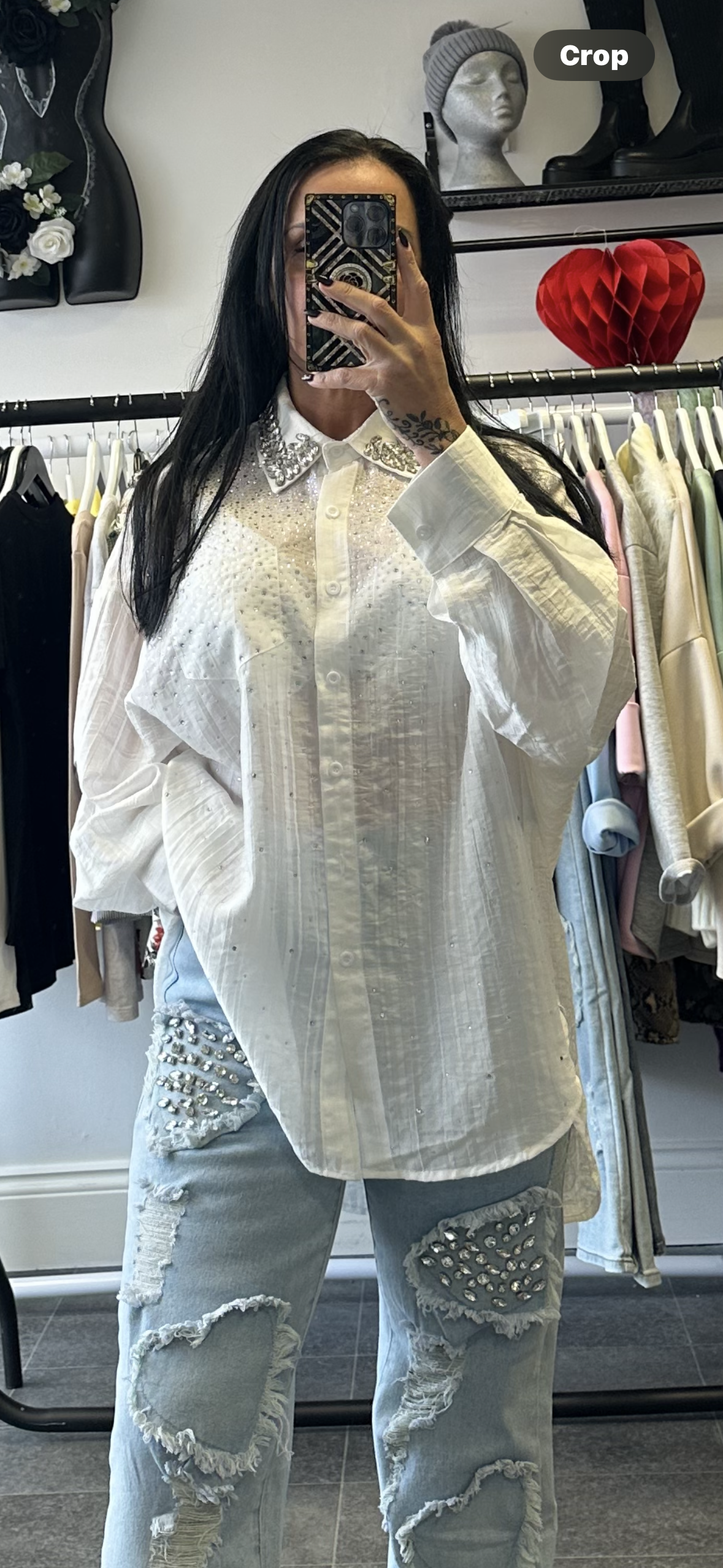 White diamanté shirt