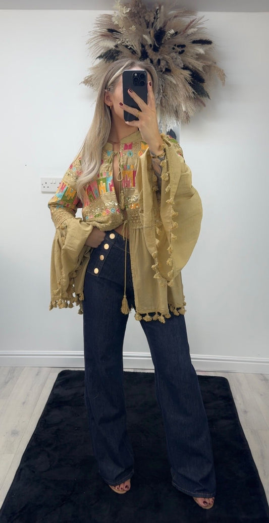 Embroidered tie top
