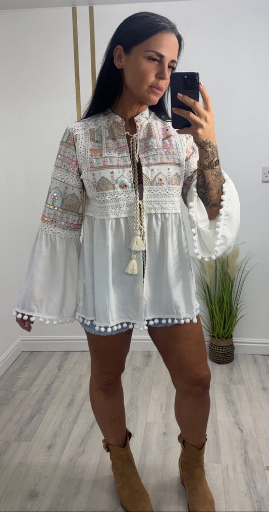 Lilly embroidered tassel jacket