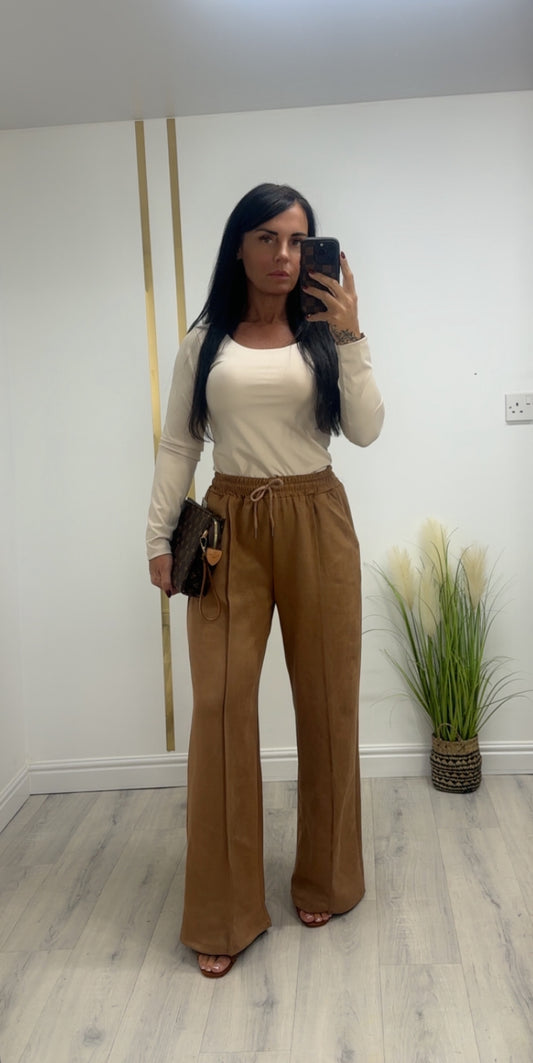 Wide leg Faux suede pants