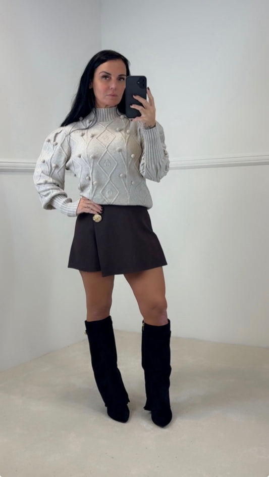 High neck wool jumper