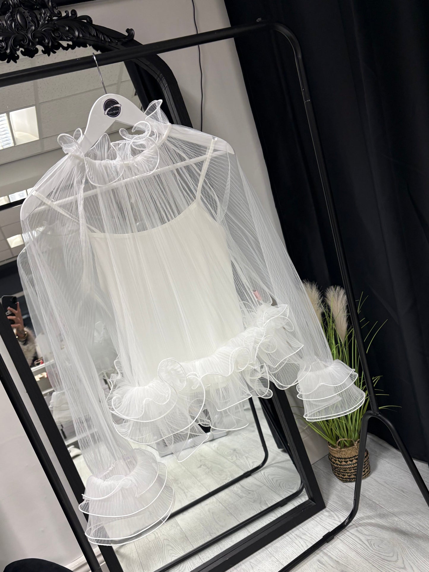 Fleur sheer ruffle blouse