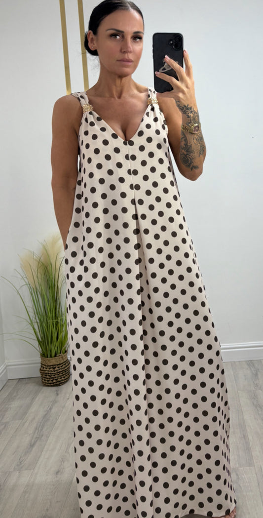 Polka dot wide leg jumpsuit