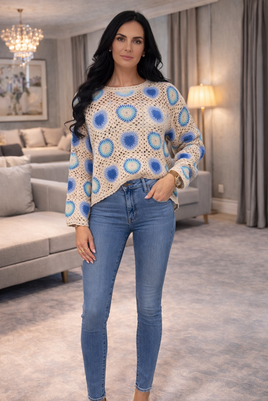 Blue Haven Crochet Sweater